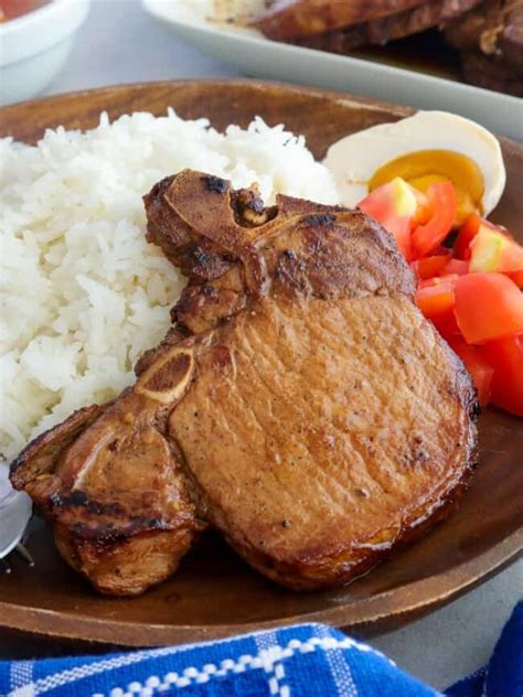 sizzling porkchop with rice|Toyomansi Pork Chops .